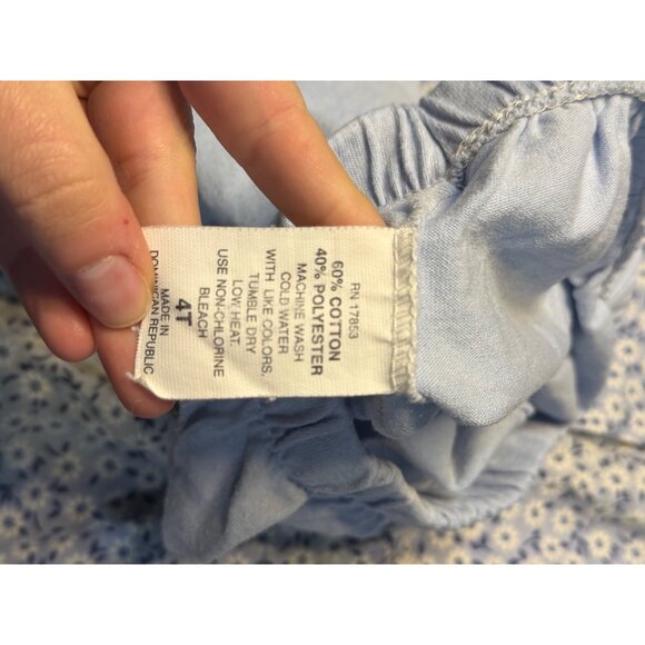 VTG Little Lass Girls 4T 2-Pcs Matching Outfit Baby Blue 90's Floral Lace Retro - Picture 10 of 13